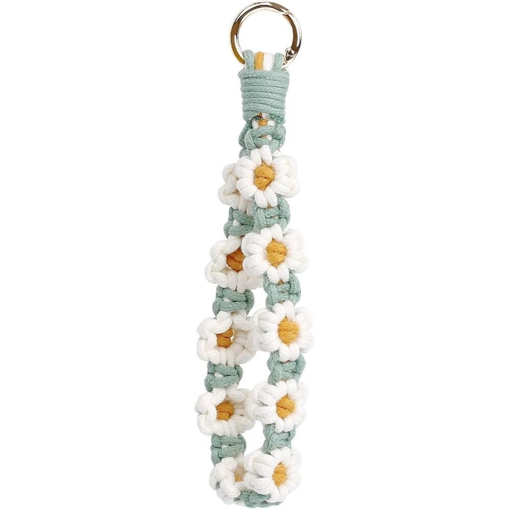🆕 Women Green Boho Macrame Keychain Wristlet Weave Exquisite Bracelet Handmade